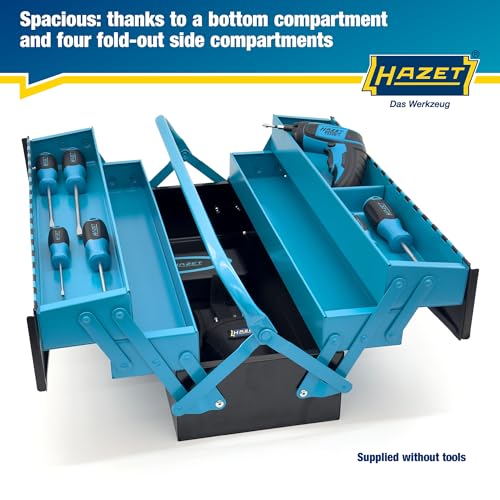 Image of HAZET Metal Tool Box 190L | Empty | With Spacious Bottom Compartment and 4 Fold-Out Side Compartments | For Tidy Storage of Tools, Etc.