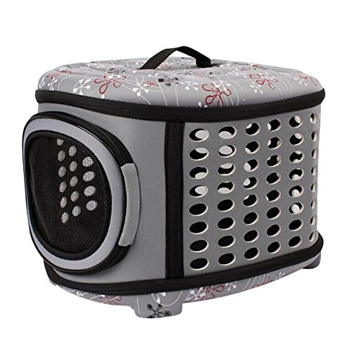 Boodtag Faltbare Tragetasche Hund Katze Umhängetasche für Transportieren Kleintiere Tasche Mesh atmungsaktiv Perfekt für Reisen im Flugzeug Auto (Grau) Cover