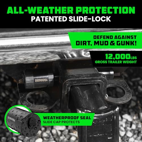 Image of Rhino USA 2 inch Trailer Hitch Pin - Patented Locking Receiver Pin for Class III /IV Hitches - Weatherproof, Anti-Theft, Debris-Protected - Tow Truck Ready - Black 1PK