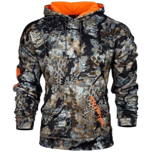 Kryptek Tartaros Hoodie for Men - Performance Athletic Hoodie with Advanced Camouflage Design, Lightweight & Comfortable Fit, Obskura Skyfall/Blaze - Large