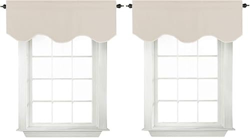 Miniatura 16 de Turquoize Cenefas de cortina opacas sólidas con bolsillo para barra festoneadas, paneles de cortina pequeños para ventana de