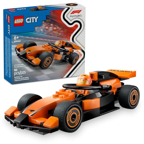 LEGO City F1 Driver with McLaren Race Car - Building Kit for Kids Ages 6+ - Collectible Gift for Boys and Girls - 60442