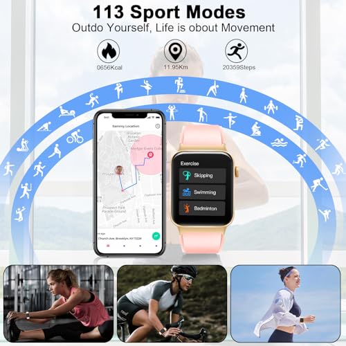 Image of uaue Smart Watch for Women Men(Answer /Make Call), Smartwatch Sports Fitness Tracker with Heart Rate Sleep Monitor Pedometer, IP68 Waterproof Fitness Watch for Android iOS