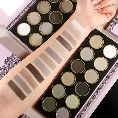 La Catrina 12 Color All Matte Eyeshadow Palette, Gray Brown Eye Makeup, Nude Smoky Neutral Eyeshadow Palette, Natural Ultra-Blendable Powder For Mature Skin, Cruelty Free thumb #1