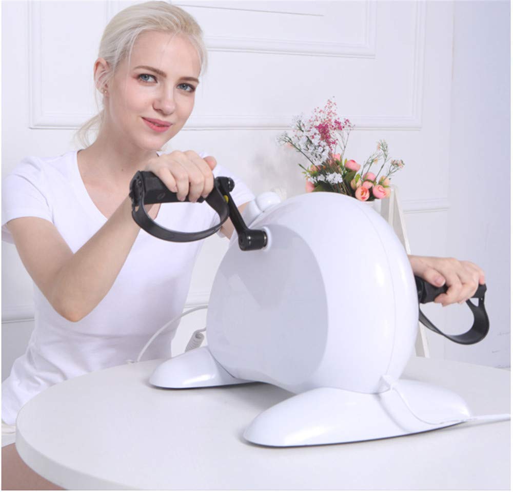 Mini Bicicleta portátil para pedalear Las piernas, ejercitador de Pedales eléctrico para Brazos o pies, Equipo de Gimnasio de rehabilitación para Personas Mayores, Blanco