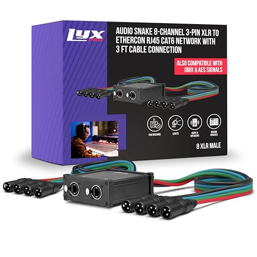 XLR multi-réseau vers RJ45 Ethercon LyxPro Serpent audio avec blindage robuste anti-interférence