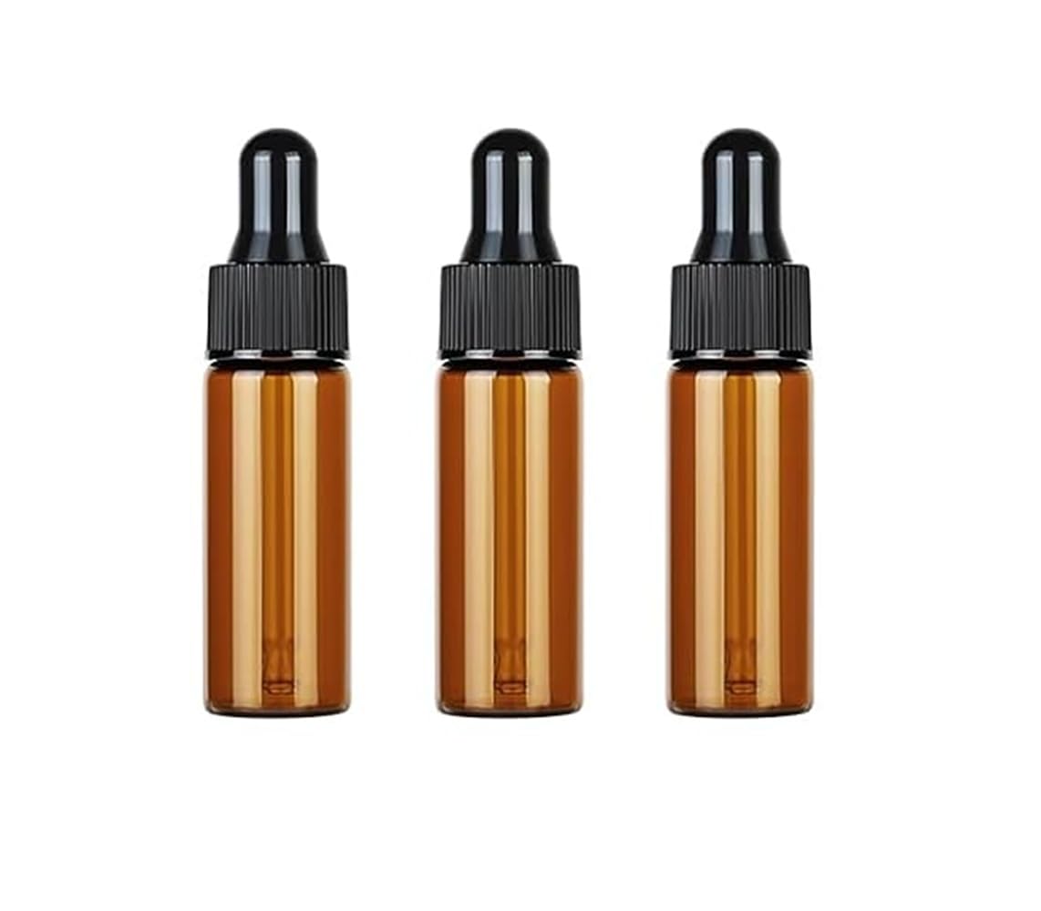 Cmj Men's Amber/Black 3 X 5Ml Glass Bottles Ear Eye Drops Pipette Dropper Lid Aromatherapy Empty (3 Bottles)