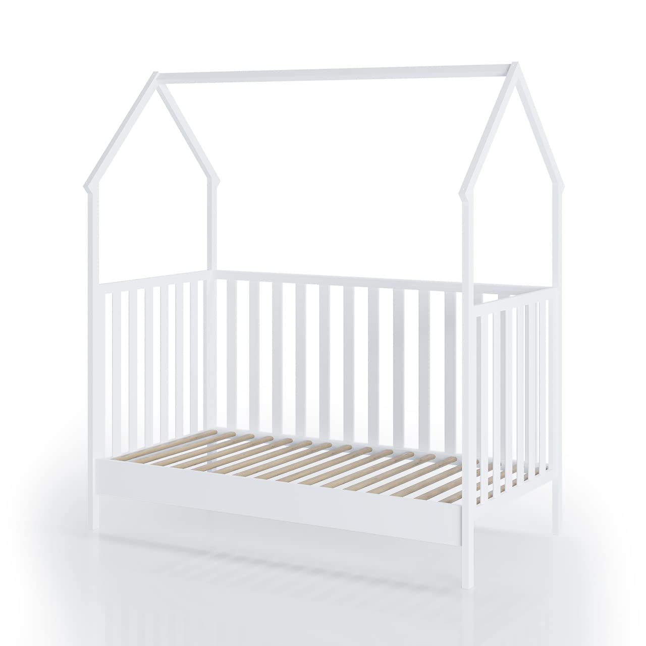 FabiMax Kinderbett Hausbett Schlafmütze, 70x140 cm (weiß, 140x70 cm)