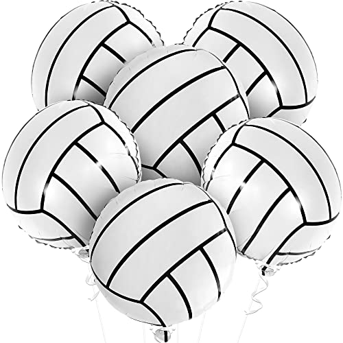 6 Pieces, Volleyball Balloons for Volleyball Decorations - 18 Inch | Volleyball Mylar Balloons for Volleyball Party Supplies | Senior Night Volleyball Decorations for Sports Banquet, Birthday, Lockers
