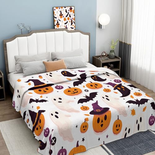 Couverture sorcière citrouille douce en flanelle au design exclusif - 6
