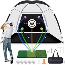 MoKo Golf Net with Practice Mat, 10 x 7 ft Golf Hitting Net for Outdoor Indoor Backyard Driving Chipping Swing Training, All-in-One Multi-Target Practice Nets, Gifts for Men Dad Him and Golfer