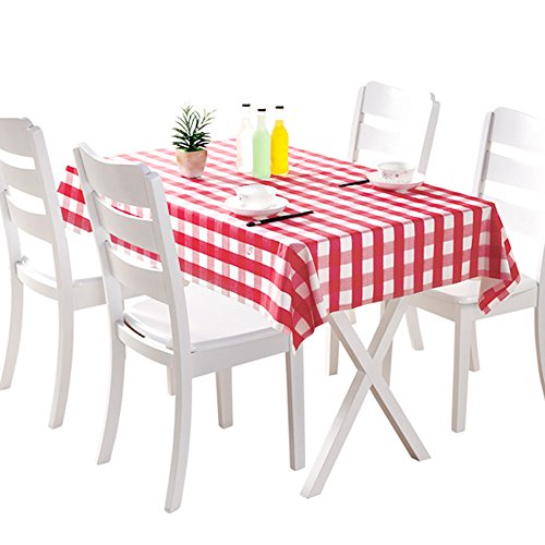 10 Pcs Premium Plastic Dark Red Checkered Bbq Tablecloth - Gingham Checkerboard Disposable Plastic Tablecloth 78 Inch #TOP3