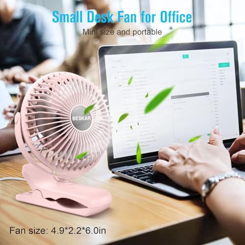 BESKAR USB Powered Clip on Fan, Portable Small Fan with Cord, 3 Speeds Strong Airflow, Personal Fan with Sturdy Clamp, Quiet Desk Fan & Clip Fan by BESKAR - Image 3
