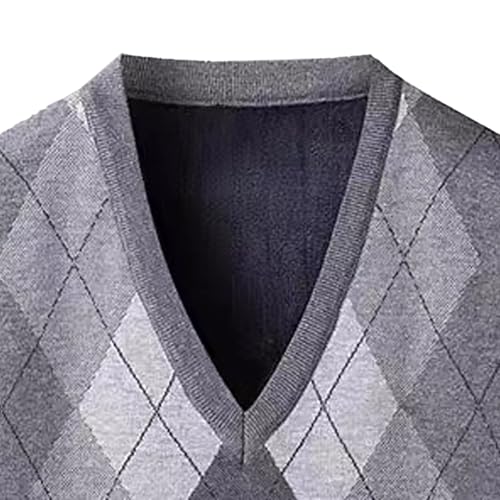Mens V Neck Knitwear Vest Argyle Sweater Sleeveless Vests Lightweight Cotton Pullover Waistcoats2