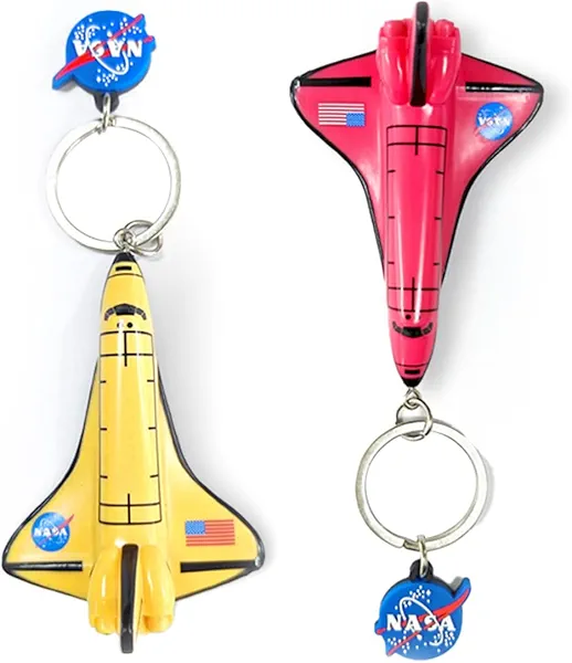 Auimce NASA Airplane Keychain, Space Shuttle Key Chain, Colorful PVC Key Ring