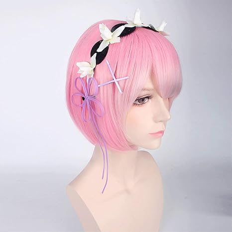 Amazon Re ゼロから始める異世界生活 レム コスプレ カチューシャ メイド 髪飾り リゼロ グッズ アニメ 女性 仮装 レム ラム ハロウィン 変身 ピンク コスプレ 仮装 通販