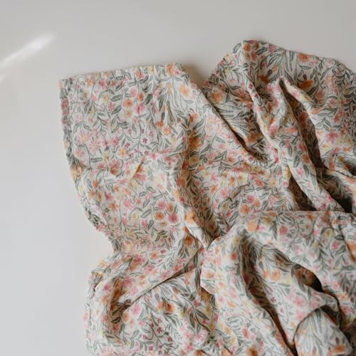Image of mushie Muslin Baby Swaddle Blanket | 100% Organic Cotton (Pastel Blooms)