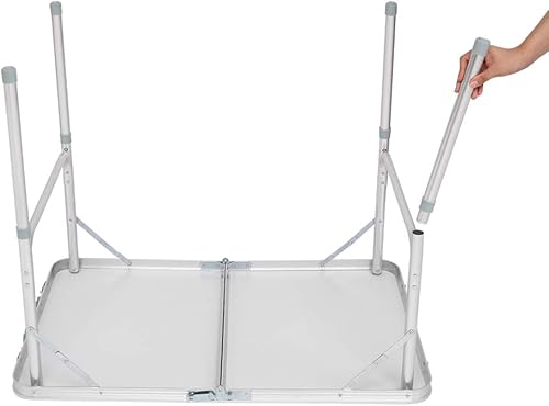 Miniatura 7 de Henf Mesa plegable de aluminio de 6 pies, mesa de campamento portátil, mesa plegable ligera con asa de transporte, altura ajustable para fiestas,