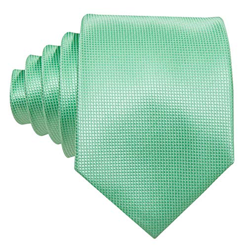 Image of Barry.Wang Plain Men Silk Ties Extra Long Satin Necktie for Wedding Business Handkerchief Cufflinks Set Solid Colors