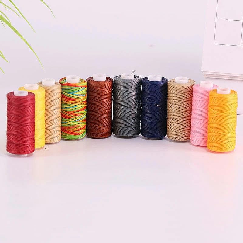FCOVIRLEN Hilo de Coser，Hilo de poliéster Hilo de Coser, 1 Pieza, 50 m, 150 D, 0,8 mm, cordón de Cuero Encerado(23 Black)