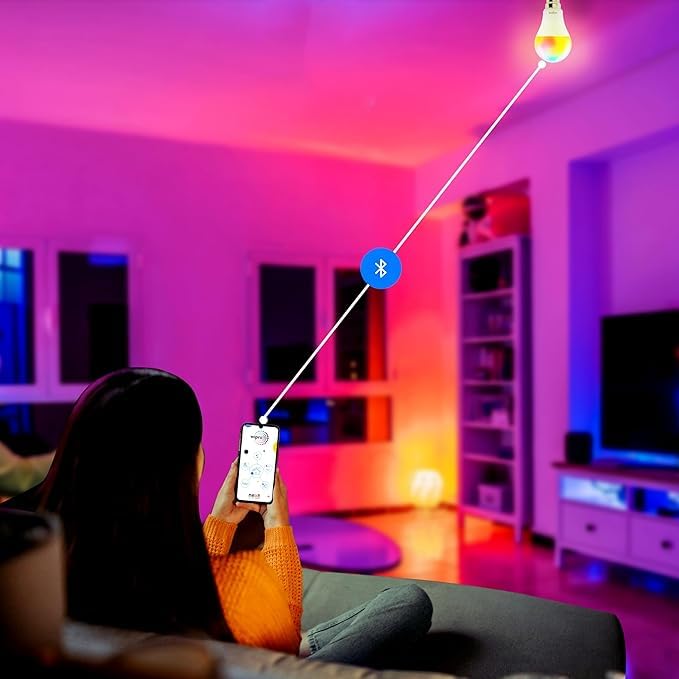 Image of wipro 14 Watt B22 WiFi Smart LED Bulb with Music Sync | 16M Colours & Shades of White | App Control | Compatible with Amazon Alexa and Google Assistant | Ideal for Living Room & Bedroom | Pack of 2