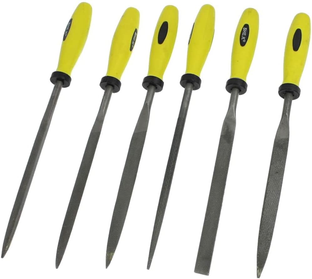 Equaling Flat Round Square Needle Files Set Black Yellow (6 Piece), 5x180mm