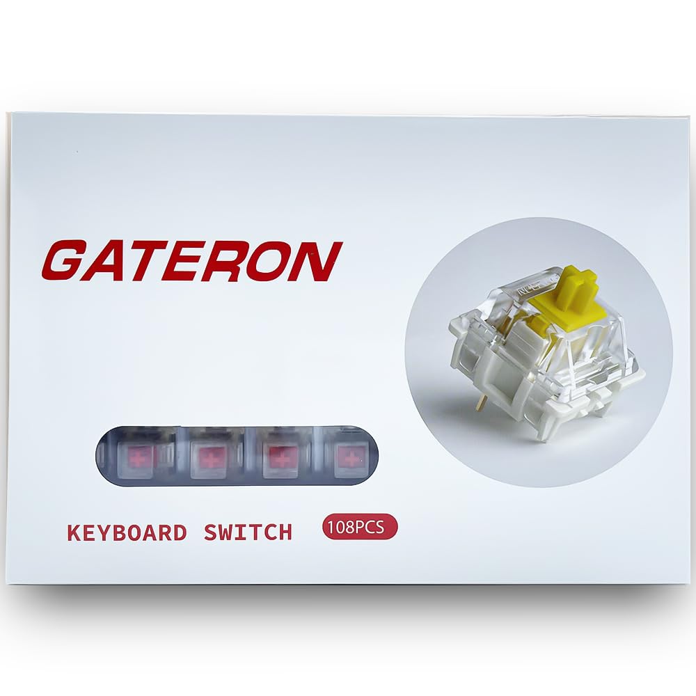 DRAOZA Gateron Pro Commutateur 3 broches Prelube RGB jaune rouge marron compatible MX clavier mécanique (108 pièces, rouge)
