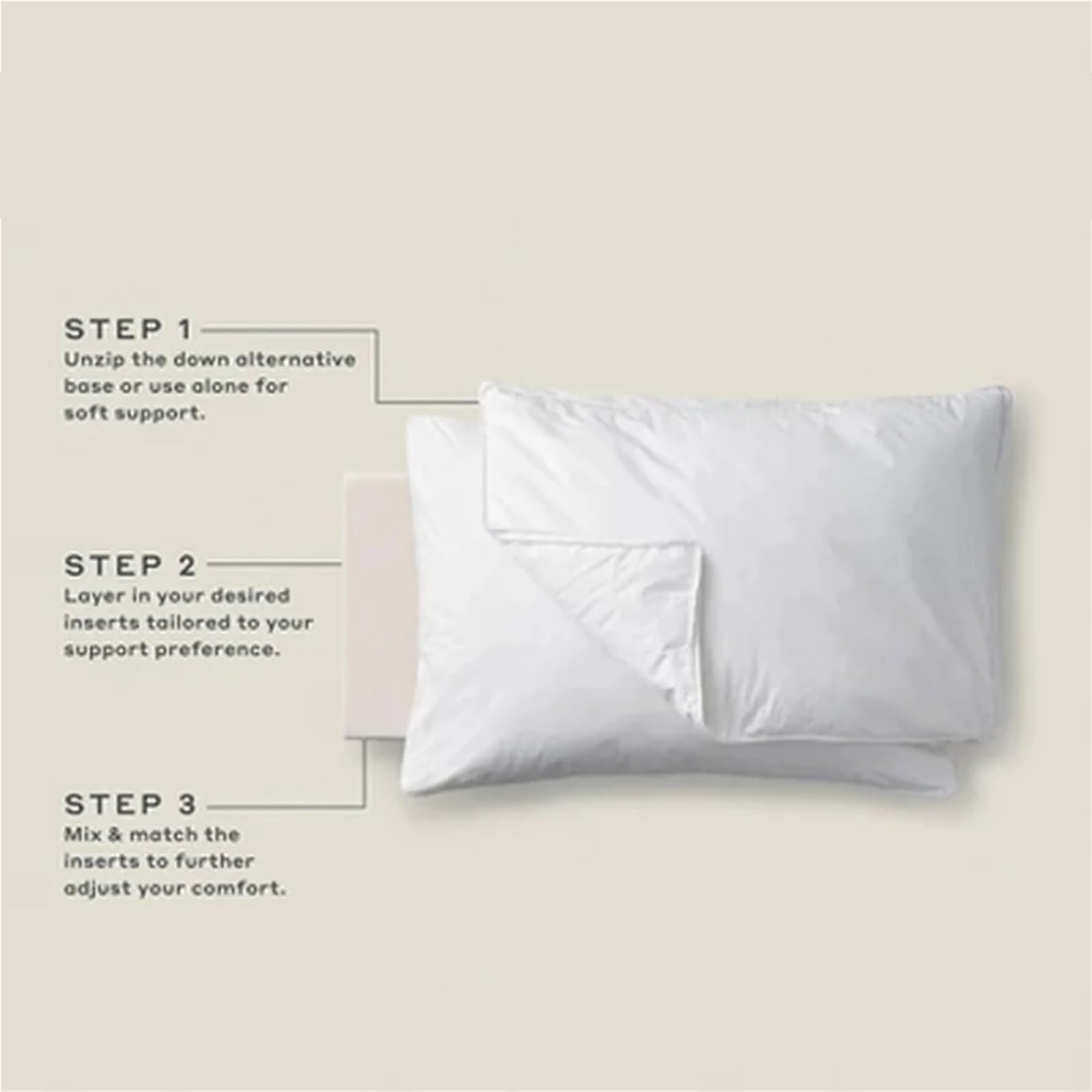 2 pezzi di cuscino alternativo in piuma d'oca, supporto medio morbido, fodera lavabile in lavatrice, memory foam Per Singolo