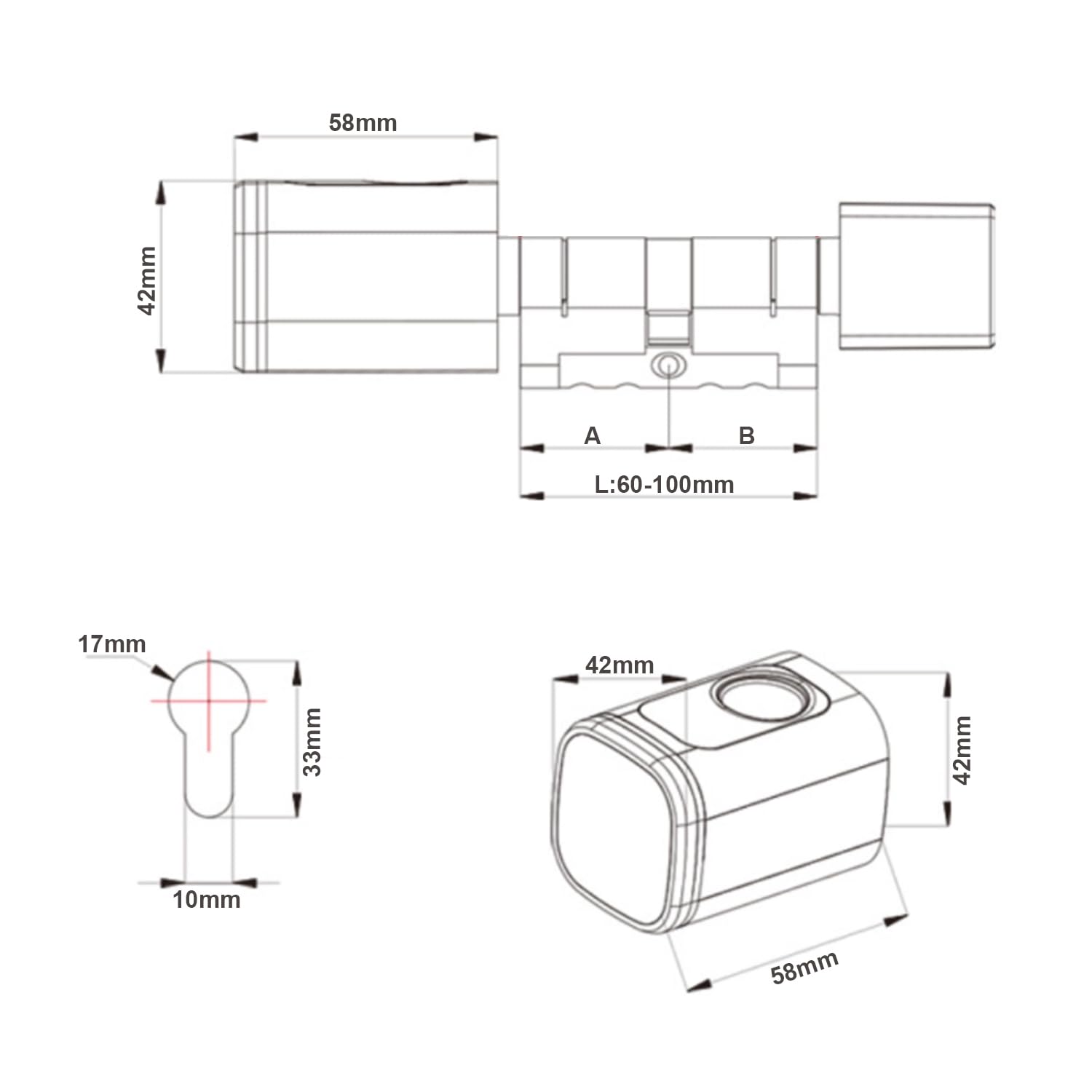 bombin cerradura inteligente,Cerradura electronica con Código,Tarjeta RFID,Cerradura Inteligente WiFi,Smart lock Fácil de Instalar，ácil de Instalar,puerta exterior de 60-100mm