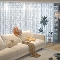 Recaceik Fairy Curtain Lights, 300 LED String Hanging Lights Indoor 9.8x9.8Ft 8 Modes for Window Wall Bedroom Wedding Outdoor Decorations Backdrop Decor Twinkle,White