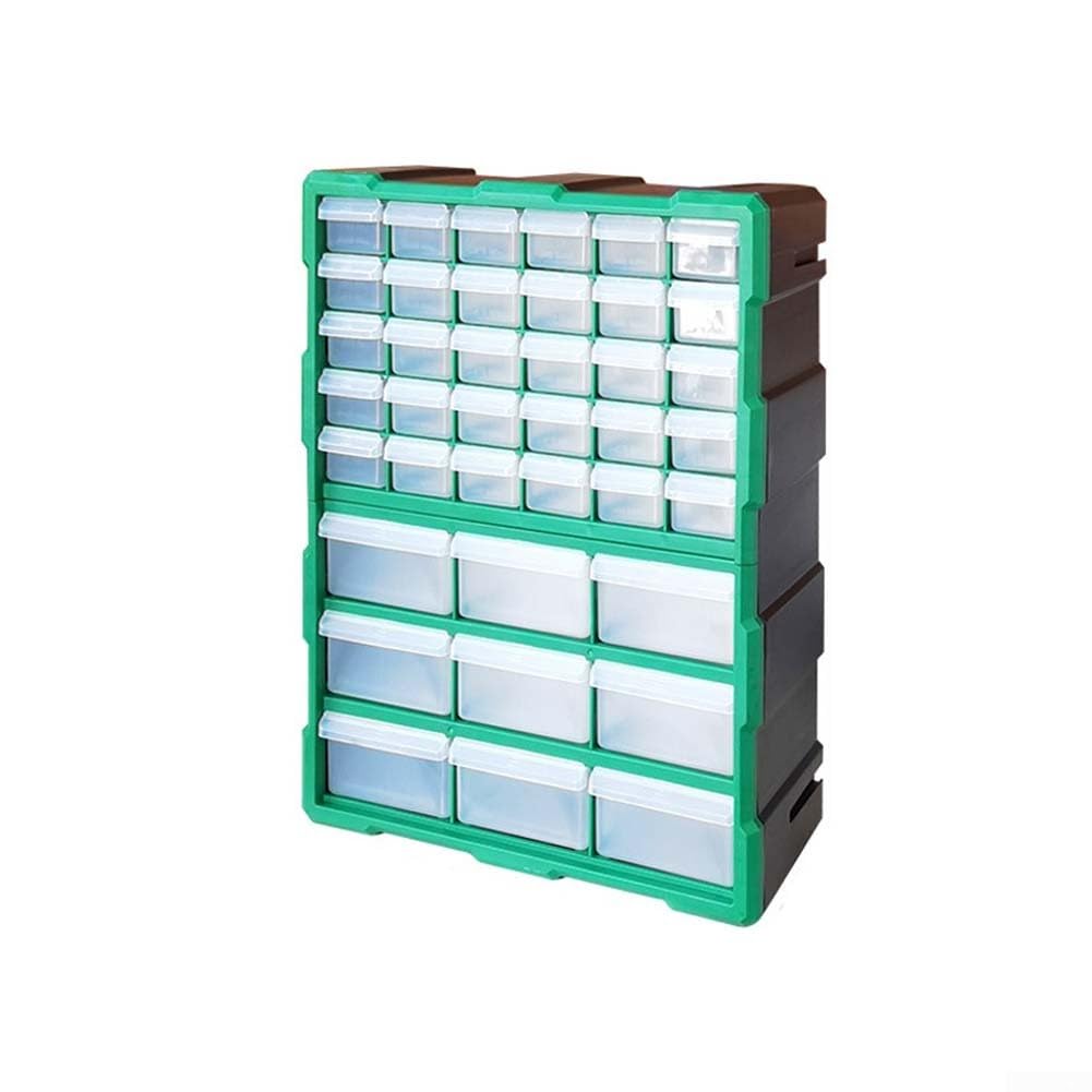Scatola portaoggetti in plastica con 39 cassetti, organizer trasparente, per accessori hardware, componenti elettronici, sistema di ordinamento per casa e ufficio (verde 39 cassetti)