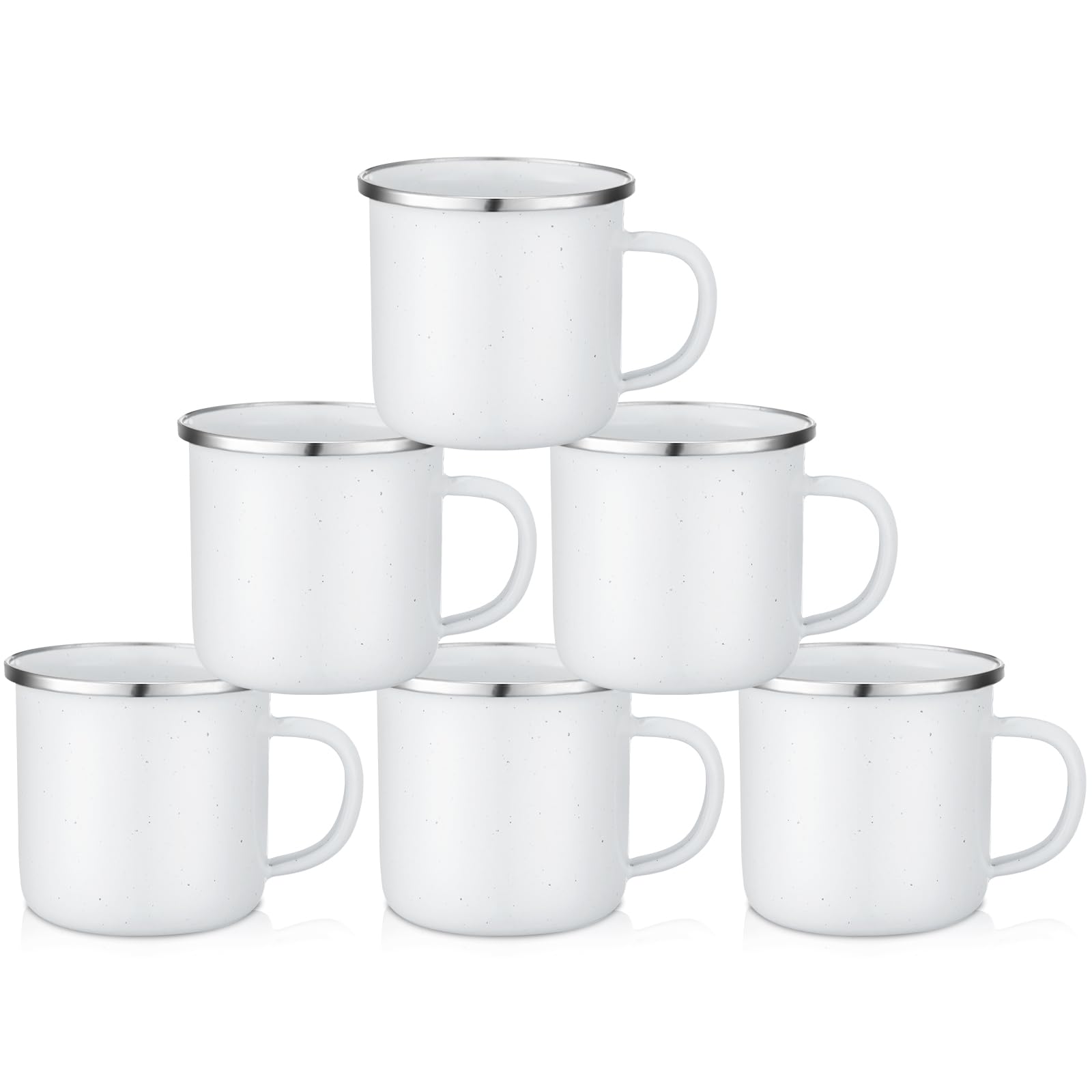 Tasses de camping souvenirs authentiques Lot de 6 tasses émaillées blanches