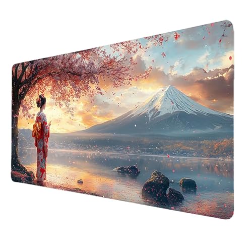 Tapis De Souris xxl Gaming Blanc Tapis Souris 1000x500x3mm, Grand Mousepad Mont Fuji Antidérapant Étanche Bords Cousus Base en Caoutchouc, Gaming Accessoire pour Pc Gamer Cadeau Homme Deco Bureau 3637