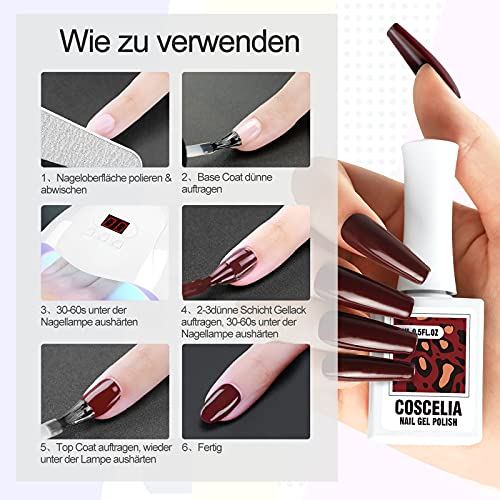 COSCELIA 5 * 15 ML UV Nail gel Set mit 110W UV/LED Nagellampe Set UV Gel Nail Polish Glitzer DIY Nagellack Nagel Kit – Bild 8