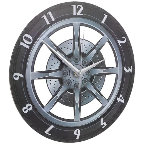 Lurrose 3D Auto Rad Wanduhr Geräuschlos Acryl Felgenuhr Modernes...