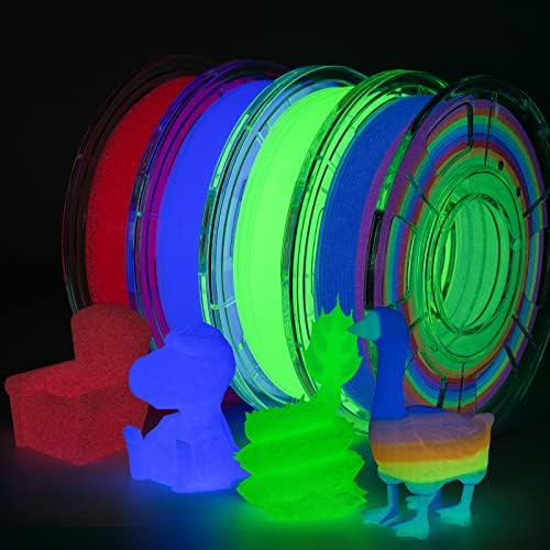 TRONXY PLA Filament Colorful Glow-in-The-Dark Filament, 3D Printer PLA Filament 1.75mm 3D Printing Filament 250g x 4 Pack