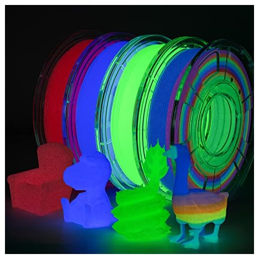 Glow PLA Filament 1.75 mm, Colorful Glow in The Dark Filament with Multicolor, Green, Rose-red, Purple 3D Printer Filament Bundle, 250gx4 Pack