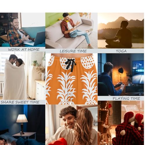 Men's Pajama Pants White Pineapple Orange PJ Lounge Pants Soft Men Pajama Bottoms4