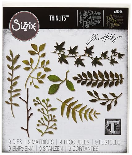 Sizzix 661206 Thinlits Die Set, Garden Greens by Tim Holtz (9/Pack)