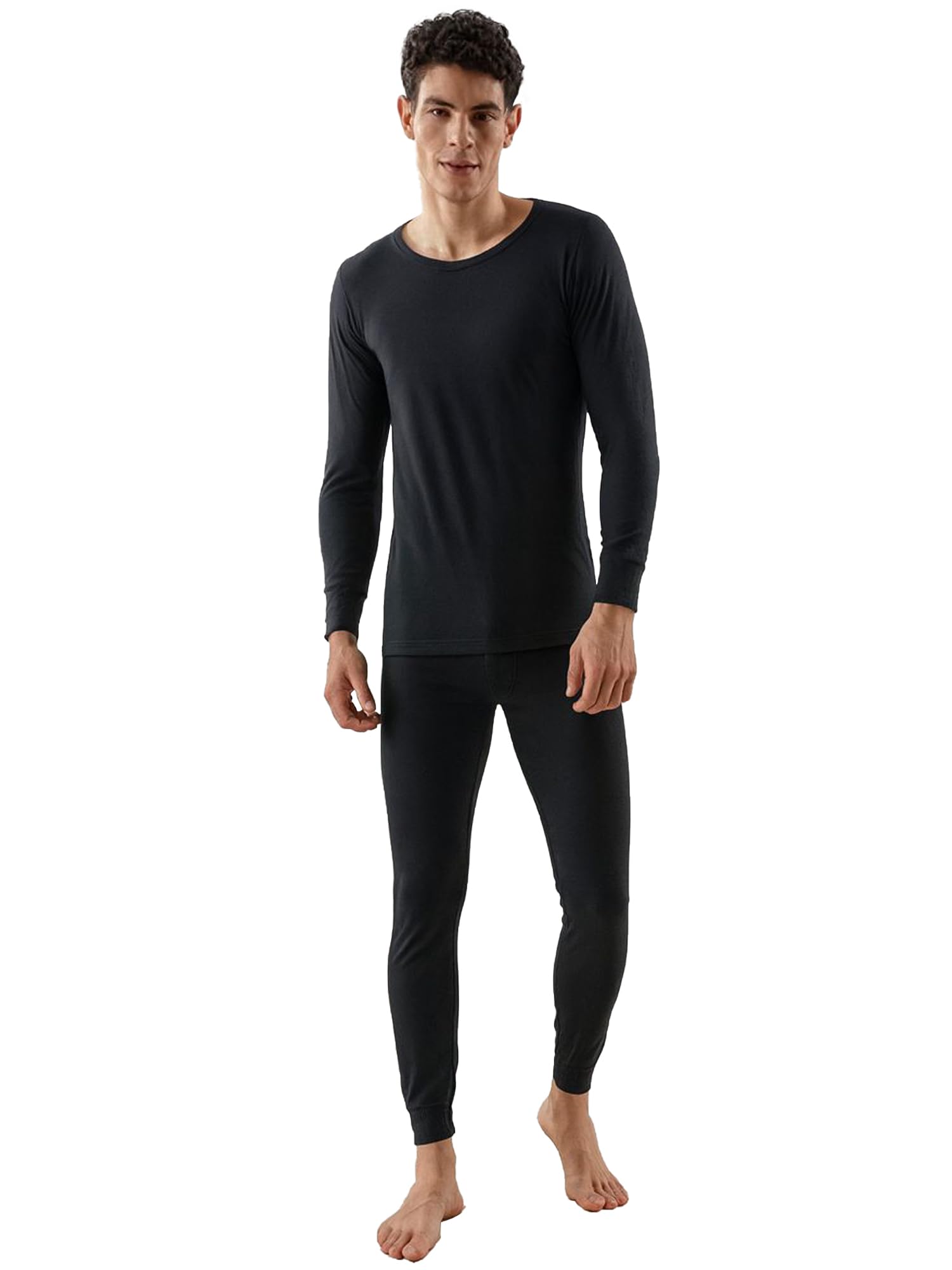 Men’s Winter Thermal Set | Black Full Sleeves Top & Bottom Innerwear for Warmth & Comfort-image-15