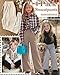 LessonZoo 4 Pack Girls Sweatpants Teen Girls Baggy Wide Leg Pants Drawstring Joggers Athletic Trousers with Pockets 5-14Y(Khaki, Off-White, Light Heather Gray, Black,11-12 Years)