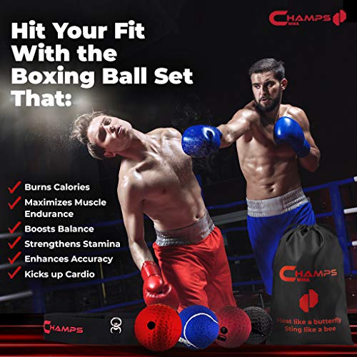 Boxing Reflex Balls Set Of 4 – Boxing Ball Mma Gear Of With Varying Weights With Adjustable Headband And 4 Spare Strings To Improve Speed And Hand-Eye Coordination For Men, Kids Boxing Equipment #TOP1