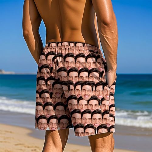 FunStudio Personalized Quick Dry Beach Board Shorts with Face Gift for Husband Custom Mens Swim Trunks for Men Dad Boyfriend3