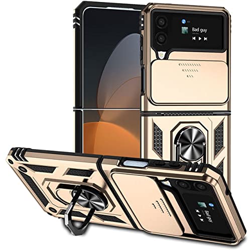 Housse Samsung Z Flip 4 dorée avec anneau de maintien haut de gamme
