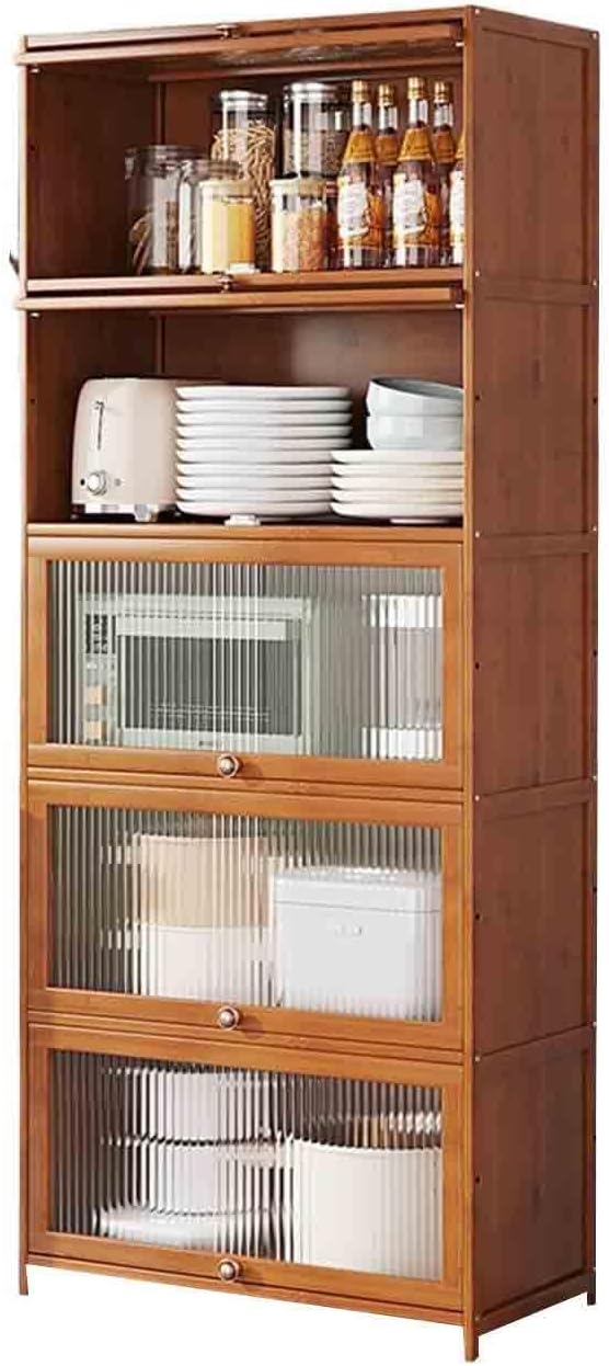 Buffet Cabinet Five-Tiered Kitchen Sideboard with Raised Glass Doors Perfect for Storing Coffee and Tea 172cm Kitchen Cabinet