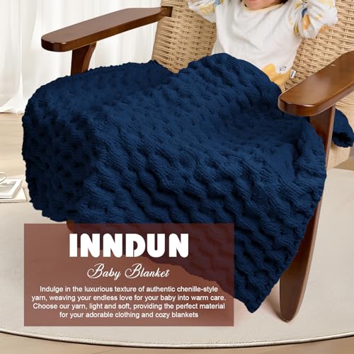 Image of INNDUN Blanket Yarn 100g /3.5oz - Navy Chenille Yarn 6 Super Bulky - 72 Yards - Knitting, Crocheting & Crafts Chunky Yarn