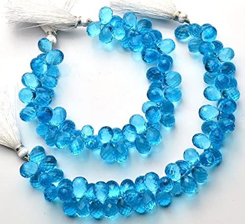 Quartz hydro bleu suisse perles briolettes 8x12mm goutte facette