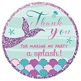Mermaid Thank You Stickers - 2 Inch Mermaid Birthday Stickers 60Pcs Round Thank You for Making My Party A Splash Sticker for Envelope Seal Birthday, Baby Shower Party Favors