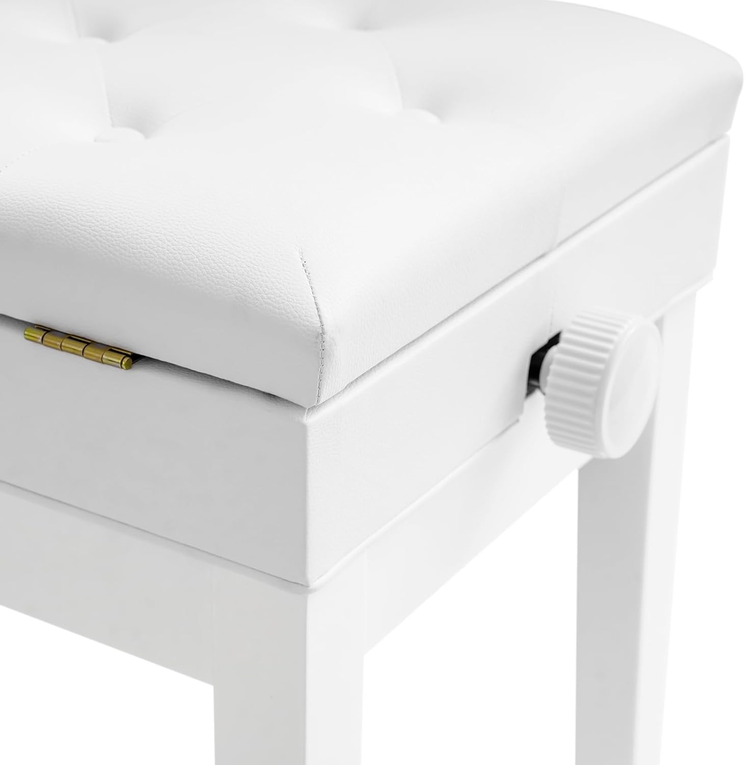 Adjustable Double/Duet Piano Bench, Heavy Duty Solid Wood Double Piano Stool Keyboard Bench Seat with PU Leather Padded Cushion for Music Books & Leather Cushion for Keyboard Piano (White)