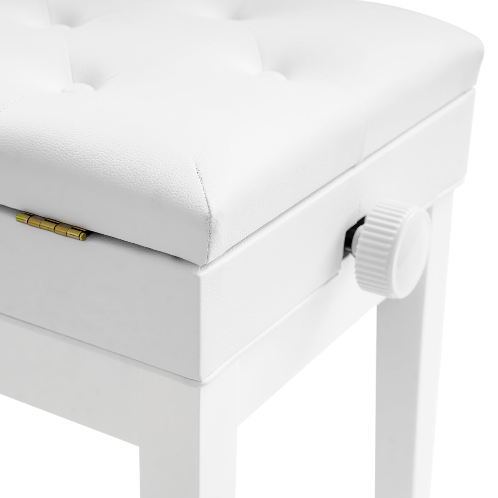 Doppelsitzer Pianobank Groß Klavierbank mit Aufbewahrungsbox und PU-Sitzfläche Sitzflächen unabhängig höhenverstellbar bis 200kg Belastbar (Weiß)